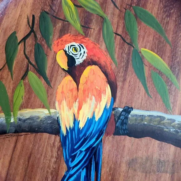 Hand painted parrot wooden tray. - Picture 2 of 6